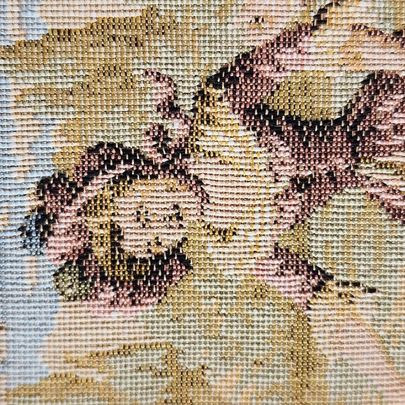 Vintage framed Embroidery Tapestry French Courtship Scene Galente Style France - Picture 3 of 16